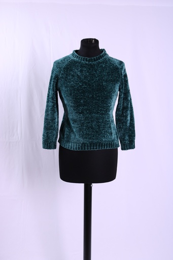 [OP05357] Jersey verde botella  manga larga chenilla cuello redondo