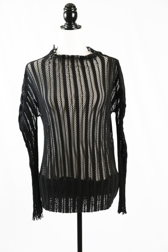 [OP05365] Camiseta calada negro manga larga