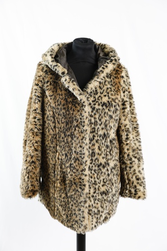 [OP05373] Abrigo de leopardo marrón con capucha