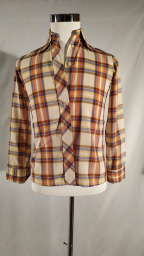 [OP05452] Camisa manga larga cuadros naranja (Ángel Villar)