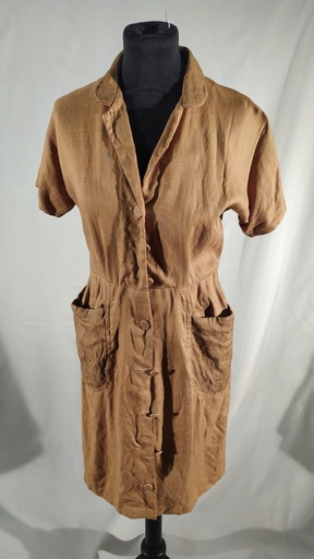 [OP05468] Vestido tipo bata lino marrón (Teresa)