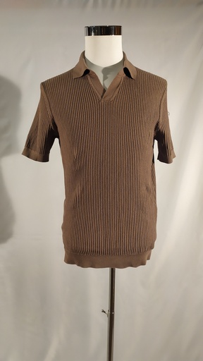 [OP05479] Polo punto marrón escote pico (Jorge)