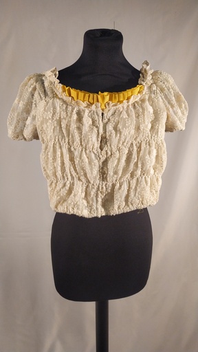 [OP05484] Top manga corta encaje beige (María niña)