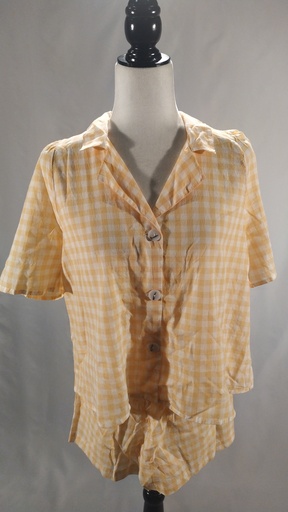 [OP05491] Pijama corto amarillo y blanco cuadro Vichy