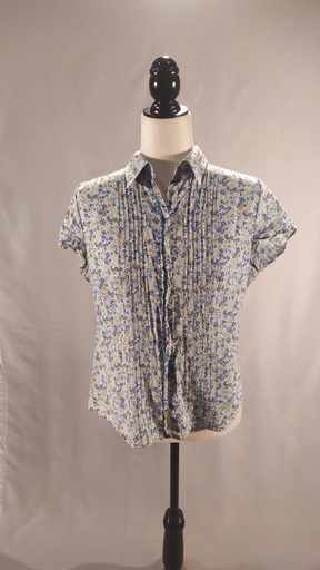 [OP05501] Blusa manga corta tablas entallada estampado(sobrante)