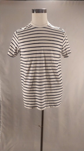 [OP05509] Camiseta manga corta blanco rayas azul marino
