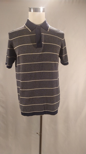 [OP05511] Polo manga corta azul con raya horizontal blanco(sobrante)