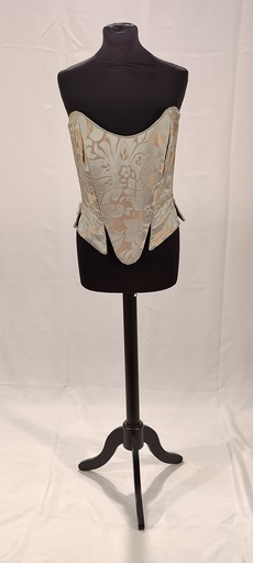 [OP05521] Corsé de varillas tejido brocado beige y azul (Rosario)