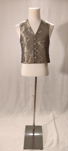 [OP05563] Chaleco de tafeta bordada aplicaciones gris