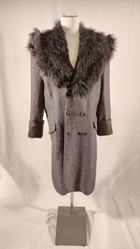 [OP05664] Abrigo gris con pelo negro en cuello(GERMOND)