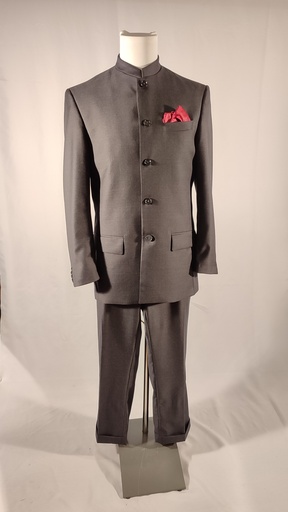 [OP05670] Conjunto pantalón gris oscuro y chaqueta cuello mao(DOTTORE)
