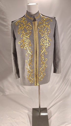 [OP05737] Chaqueta militar gris con adornos pasamanería delantero (Rey)
