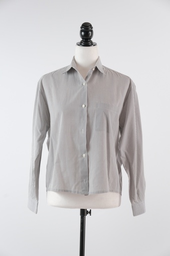 [OP02719] Camisa M blanca raya gris vestir