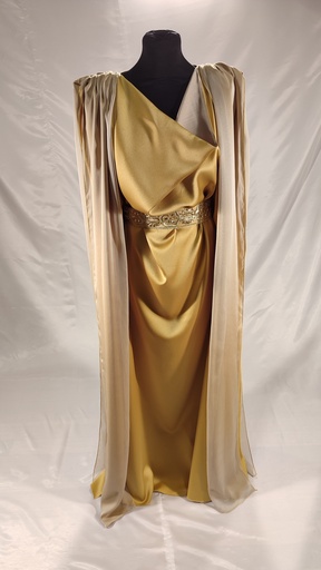 [OP05775] Vestido tipo túnica lisa de raso dorado (copia)