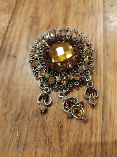 [OP05796] Broche circular con incrustación cristal amarillo centro