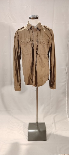 [OP05857] Camisa militar marrón bolsillos trabillas