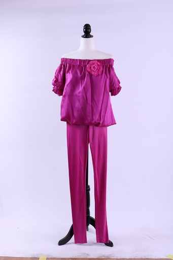 [OP05892] Conjunto blusa raso fucsia + legging