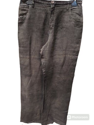 [OP05922] Pantalón negro lino desgastado