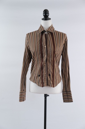 [OP02122] Camisa a rayas y pasamanería vertical