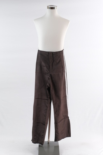 [OP05934] Pantalón satinado tiro alto negro con raya blanca lateral