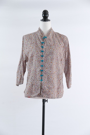 [OP02141] Blusa algodón flores entallada cuello tira