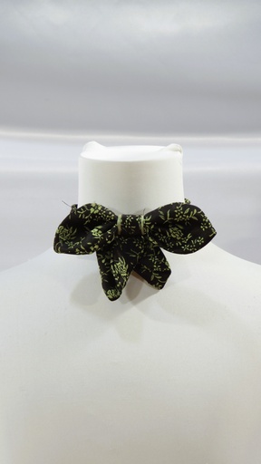 [OP06125] Pajarita negra flores verdes