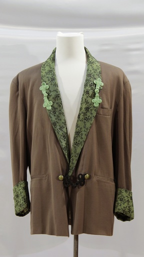 [OP06127] Americana marrón cuello y detalles verde