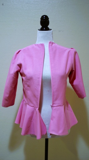 [OP06289] Top rosa volante cintura
