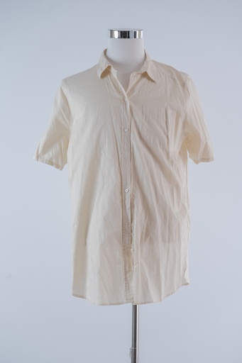 [OP01025] Camisa beige tejido fino bolsillo delantero