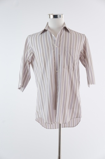 [OP01044] Camisa manga cortada rayas verticales lila gris y blanco