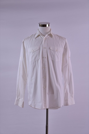 [OP01850] Camisa color blanco trabilla hombros bolsos tapeta