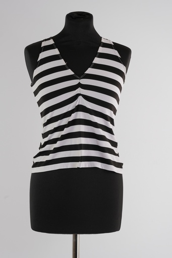 [OP00856] Camiseta cuello pico tirante rayas blanco y negro