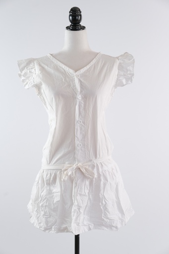 [OP02207] Vestido camisola algodón blanco volante sisa