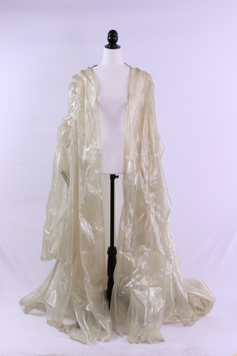 [OP01600] Capa larga amarillo organza con bordado dorado espalda