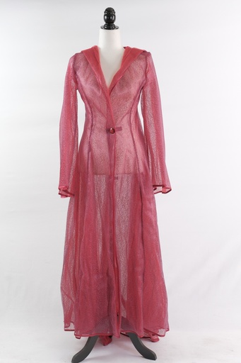 [OP01909] Abrigo largo de organza granate con capucha