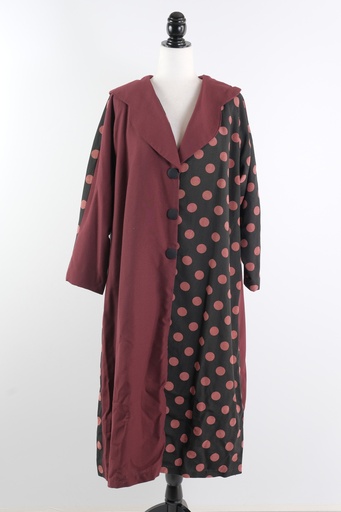 [OP01090] Abrigo bicolor granate y negro lunares