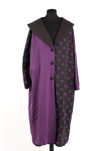 [OP01089] Abrigo bicolor morado y negro lunares
