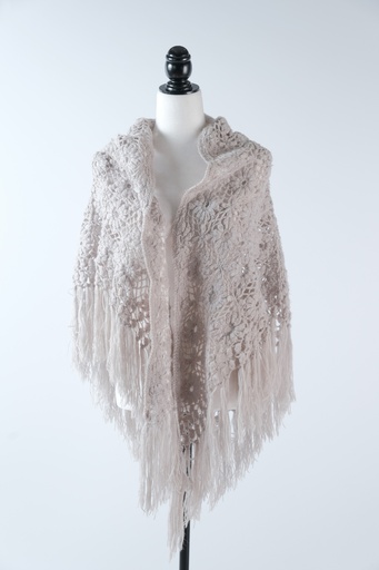 [OP02963] Chal de punto color lila claro tejido con flores(Sara)