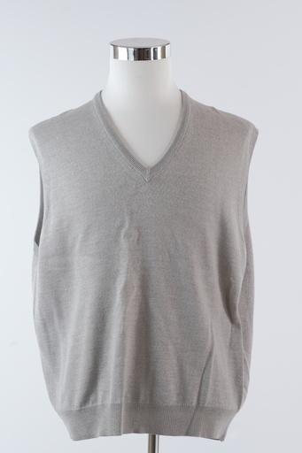 [OP02546] Chaleco punto cuello pico gris