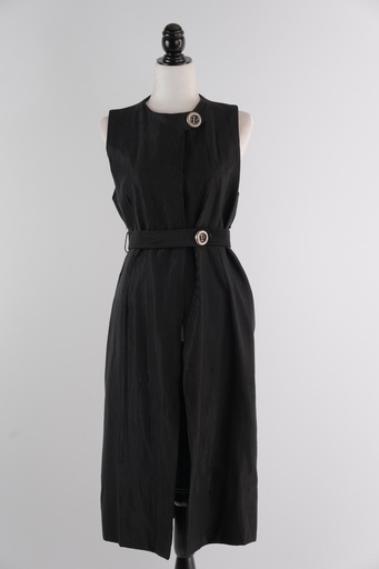 [OP00848] Chaleco largo varillado negro