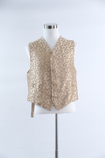 [OP02014] Chaleco brocado flores marrón dorado