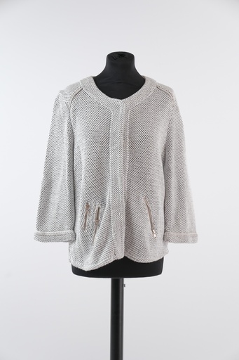 [OP02835] Chaqueta M punto blanca jaspeada