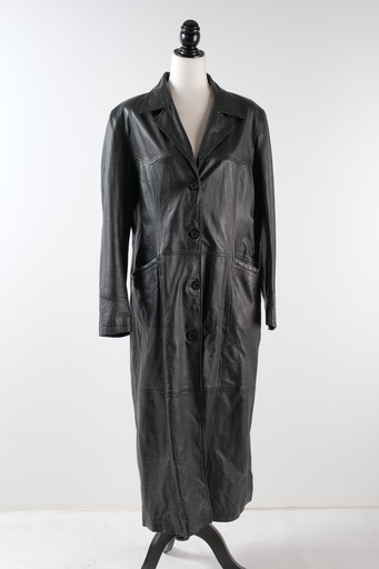 [OP02980] Abrigo piel largo negro